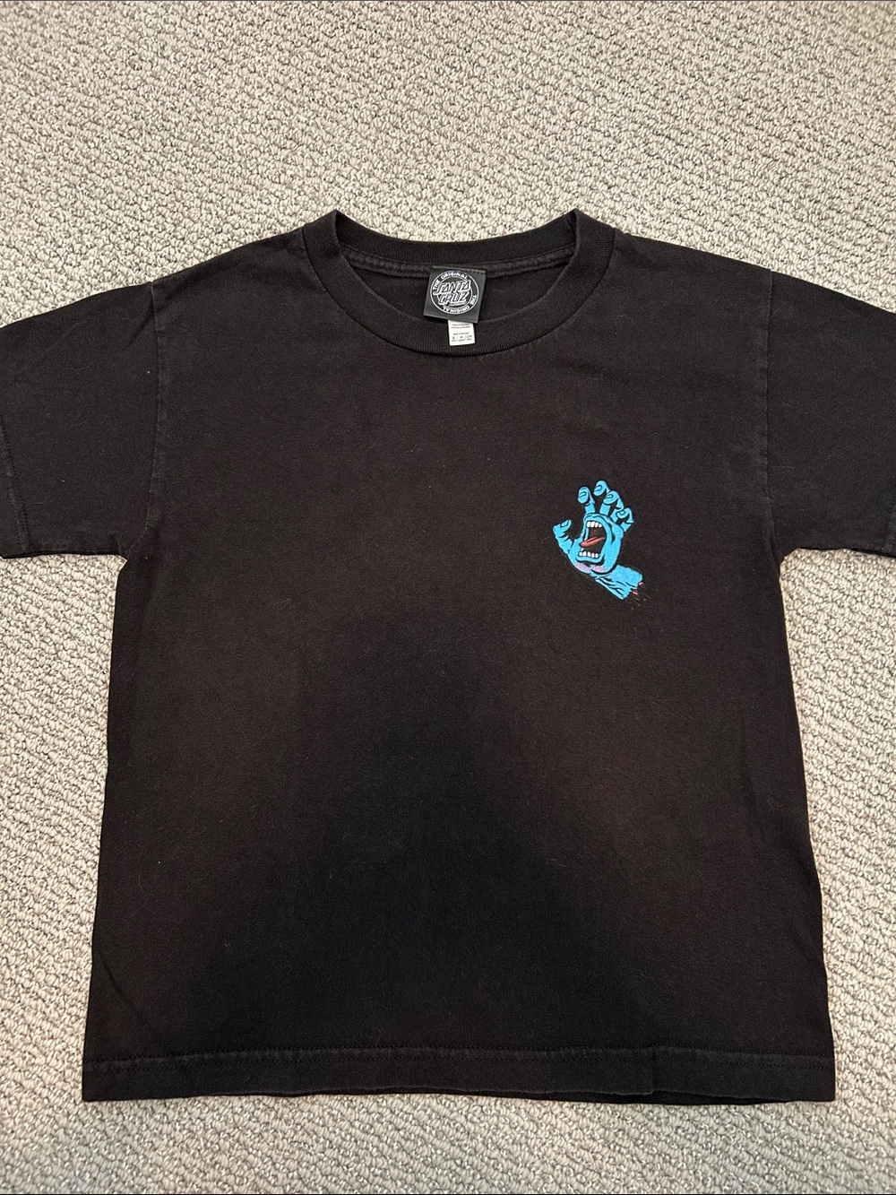 Santa Cruz Skateboards Black Tee with Blue Screaming Hand